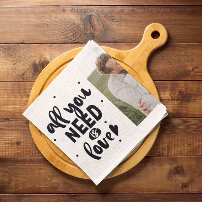 Collage Couple Photo & All You Need Is Love Quote Kitchen Towel (Creator Uploaded)