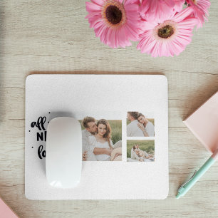 Collage Couple Photo & All You Need Is Love Quote Mouse Pad