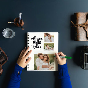 Collage Couple Photo & All You Need Is Love Quote Notebook