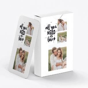 Collage Couple Photo & All You Need Is Love Quote Poker Cards