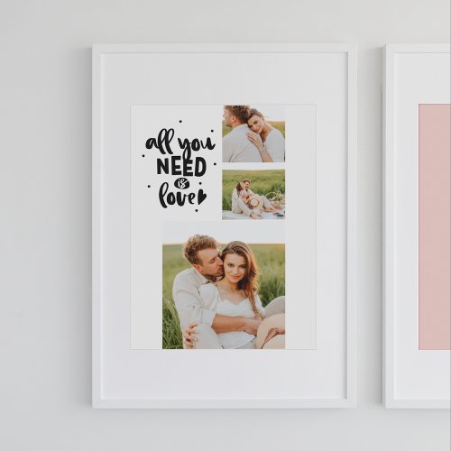 Collage Couple Photo  All You Need Is Love Quote Poster