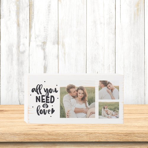 Collage Couple Photo  All You Need Is Love Quote Wooden Box Sign