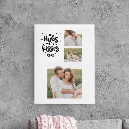 Collage Couple Photo  Hugs And Kisses Phrase Love Canvas Print