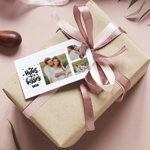 Collage Couple Photo  Hugs And Kisses Phrase Love Gift Tags