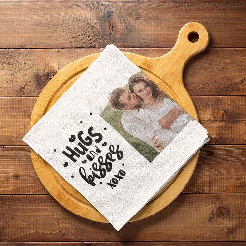 Collage Couple Photo  Hugs And Kisses Phrase Love Kitchen Towel