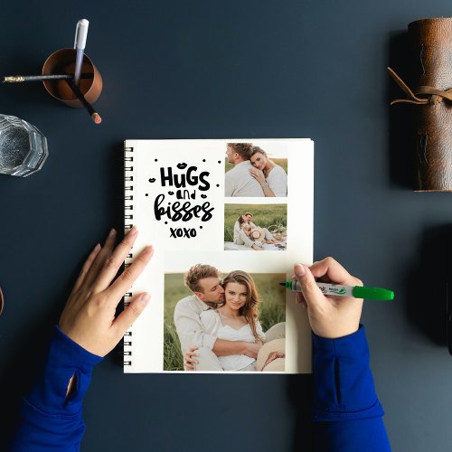 Collage Couple Photo  Hugs And Kisses Phrase Love Notebook