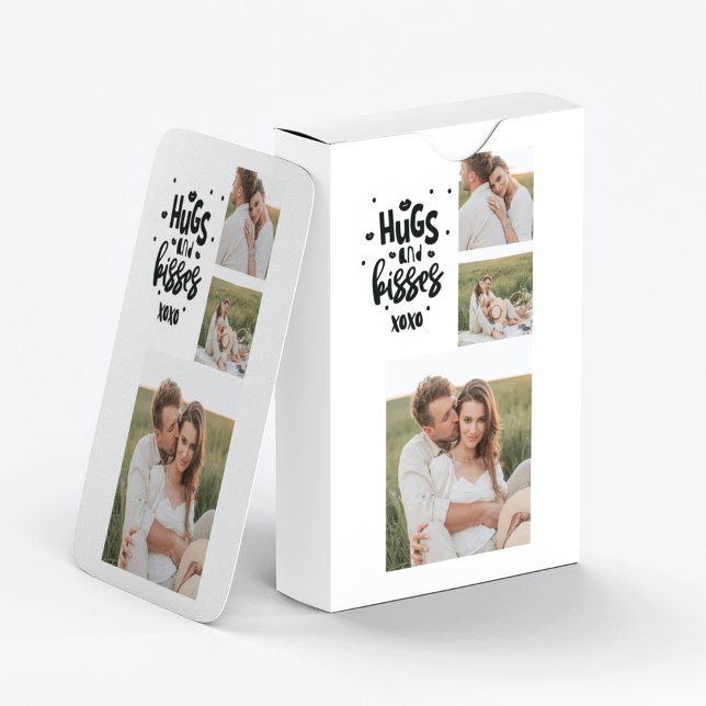 Collage Couple Photo & Hugs And Kisses Phrase Love Poker Cards (Creator Uploaded)