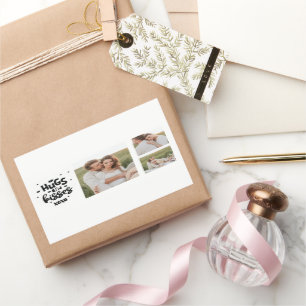 Collage Couple Photo & Hugs And Kisses Phrase Love Rectangular Sticker