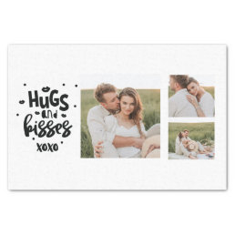 Collage Couple Photo &amp; Hugs And Kisses Phrase Love Tissue Paper