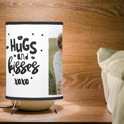 Collage Couple Photo  Hugs And Kisses Phrase Love Tripod Lamp