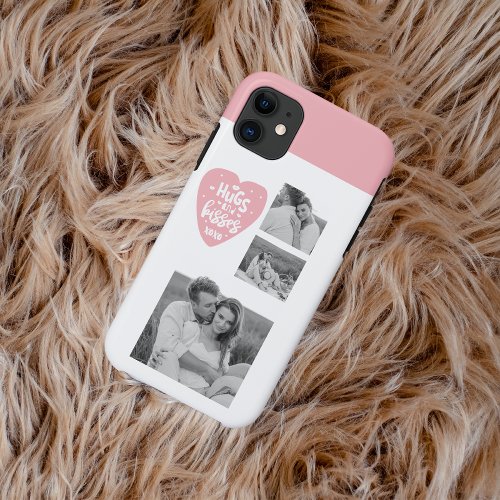 Collage Couple Photo  Hugs And Kisses PInk Heart iPhone 11 Case