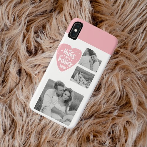 Collage Couple Photo  Hugs And Kisses PInk Heart iPhone XS Max Case