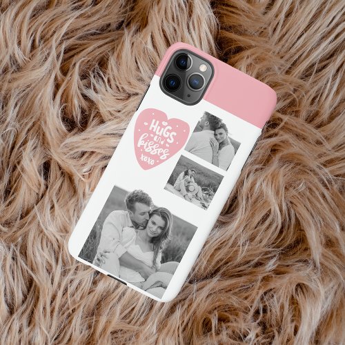 Collage Couple Photo  Hugs And Kisses PInk Heart iPhone 11Pro Max Case