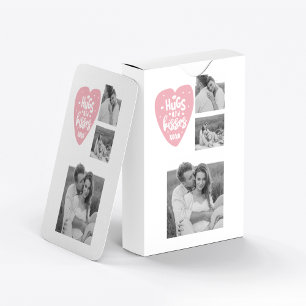 Collage Couple Photo & Hugs And Kisses PInk Heart Poker Cards