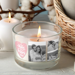 Collage Couple Photo & Hugs And Kisses PInk Heart Rectangular Sticker