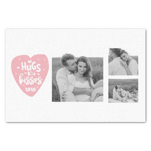 Collage Couple Photo  Hugs And Kisses PInk Heart Tissue Paper