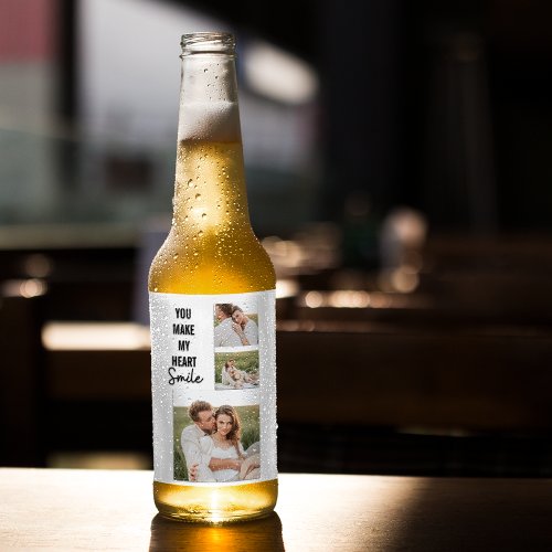 Collage Couple Photo  Lovely Romantic Quote Beer Bottle Label