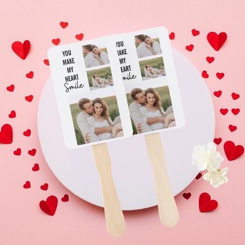 Collage Couple Photo  Lovely Romantic Quote Hand Fan