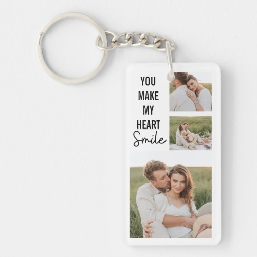 Collage Couple Photo  Lovely Romantic Quote Keychain