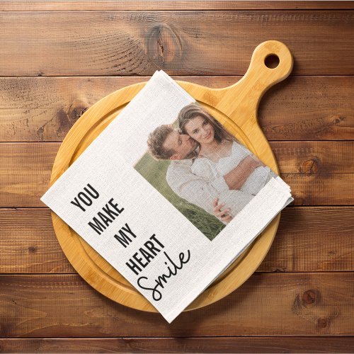Collage Couple Photo  Lovely Romantic Quote Kitchen Towel