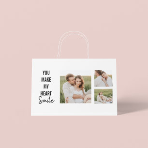 Collage Couple Photo & Lovely Romantic Quote Large Gift Bag