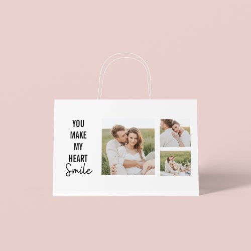 Collage Couple Photo  Lovely Romantic Quote Large Gift Bag