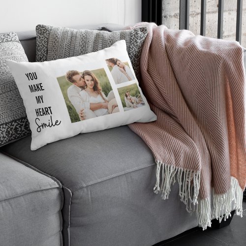 Collage Couple Photo  Lovely Romantic Quote Lumbar Pillow