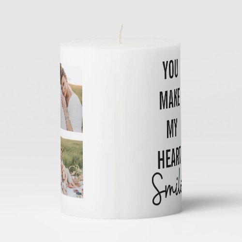 Collage Couple Photo  Lovely Romantic Quote Pillar Candle