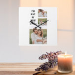 Collage Couple Photo & Lovely Romantic Quote Square Wall Clock<br><div class="desc">Collage Couple Photo & Lovely Romantic Quote</div>