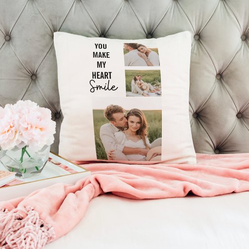 Collage Couple Photo  Lovely Romantic Quote Throw Pillow