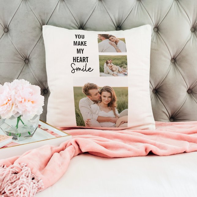 Collage Couple Photo & Lovely Romantic Quote Throw Pillow (Creator Uploaded)