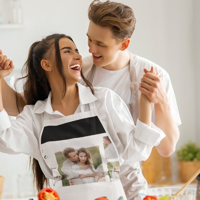 Collage Couple Photo & Lovely Romantic Wife Gift Apron (Creator Uploaded)