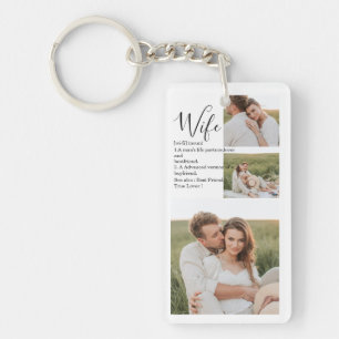Collage Couple Photo & Lovely Romantic Wife Gift Keychain