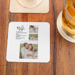 Collage Couple Photo & Lovely Romantic Wife Gift Square Paper Coaster<br><div class="desc">Collage Couple Photo & Lovely Romantic Wife Gift</div>