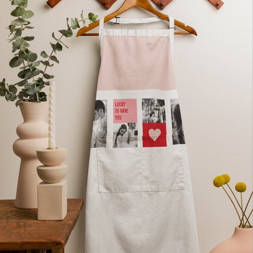 Collage Couple Photo  Modern Valentines Gift Apron