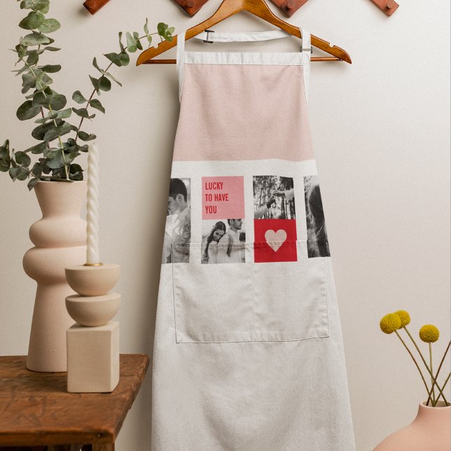 Collage Couple Photo | Modern Valentines Gift Apron (Creator Uploaded)