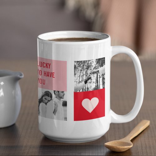 Collage Couple Photo  Modern Valentines Gift Coffee Mug