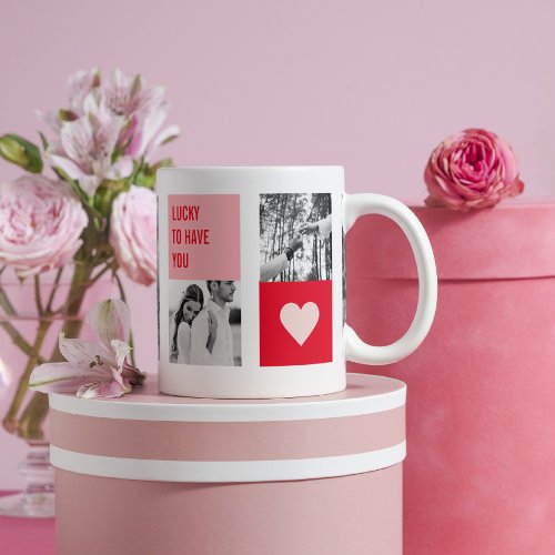Collage Couple Photo  Modern Valentines Gift Coffee Mug