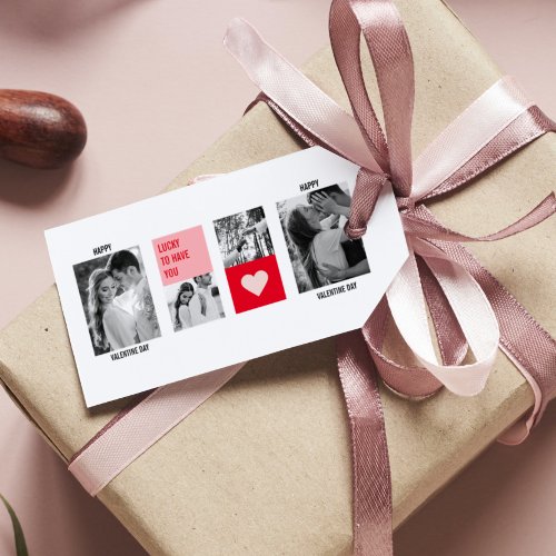 Collage Couple Photo  Modern Valentines Gift Gift Tags