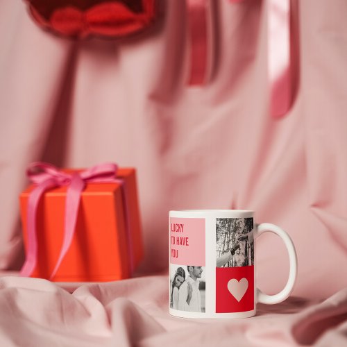 Collage Couple Photo  Modern Valentines Gift Mug