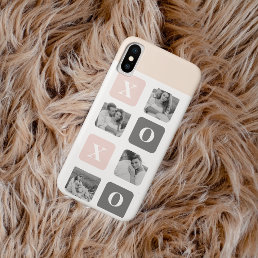 Collage Couple Photo &amp; Pastel Pink &amp; Grey XOXO iPhone XS Case