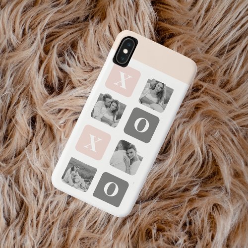 Collage Couple Photo  Pastel Pink  Grey XOXO iPhone XS Max Case