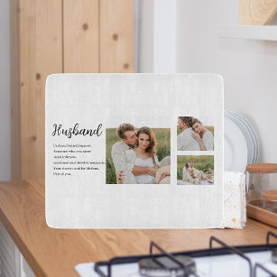Collage Couple Photo & Romantic Husband Love Gift Cutting Board