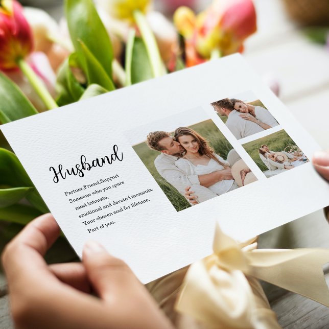 Collage Couple Photo & Romantic Husband Love Gift Holiday Postcard (Creator Uploaded)