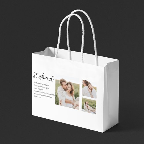 Collage Couple Photo  Romantic Husband Love Gift Large Gift Bag