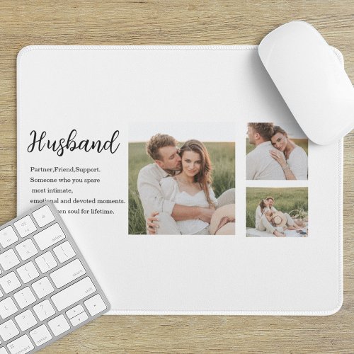 Collage Couple Photo  Romantic Husband Love Gift Mouse Pad