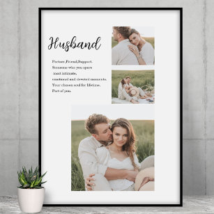Collage Couple Photo & Romantic Husband Love Gift Poster