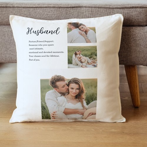 Collage Couple Photo  Romantic Husband Love Gift Throw Pillow