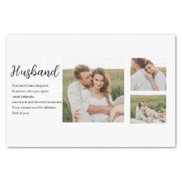 Collage Couple Photo &amp; Romantic Husband Love Gift Tissue Paper