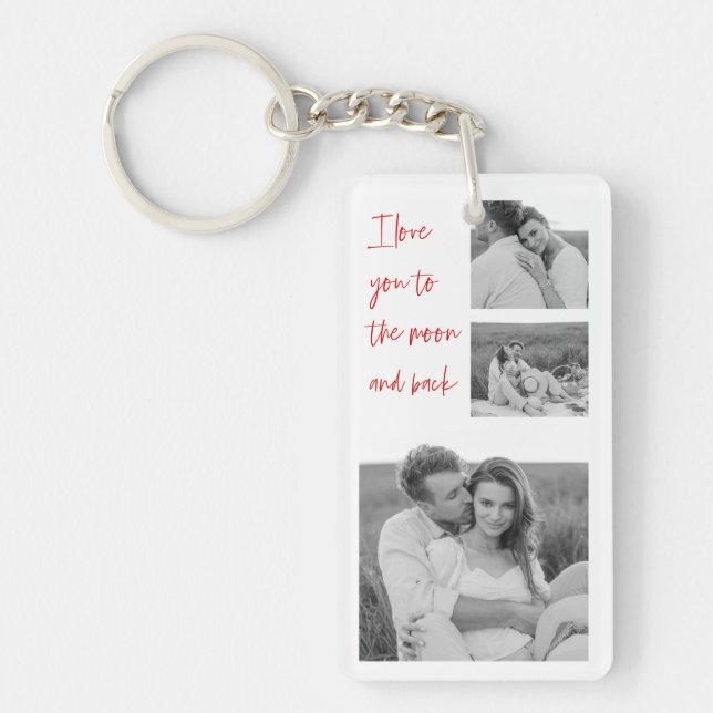 Collage Couple Photo & Romantic Quote Love You Key Keychain (Front)